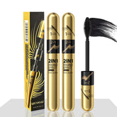 4D Silk Fiber Mascara Black 2 in 1 Mascara Waterproof 5x Longer Voluminous Curling, 5X Volume and Length Liquid Mascara Smudge Proof Water and Sweat Resis Mascara